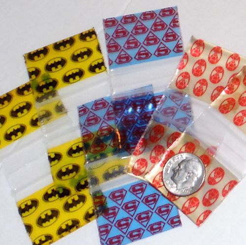 300 Superhero Trio 1.25 x 1 in. Mini Ziplock Bags 12510 Spider Bat  Superman