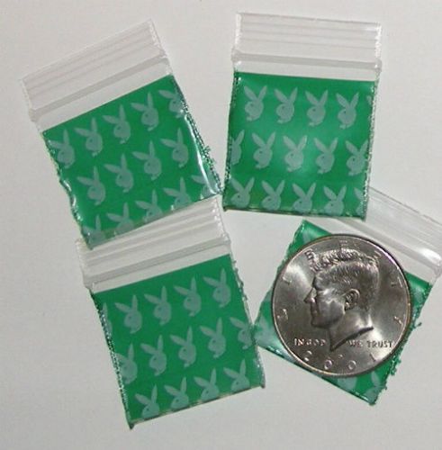 200 Green/White Bunnies 1.25 x 1.25&#034; small ziplock bags 125125