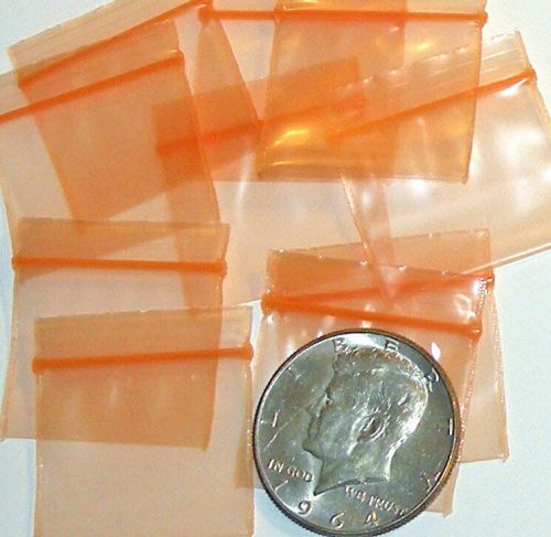 200 Orange Baggies 1.25 x 1 inch Apple brand reclosable mini ziplock bags 12510