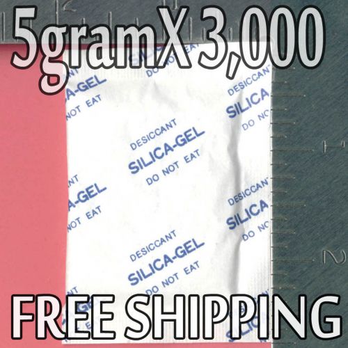 5 gram X 3000 PK &#034;Dry &amp; Dry&#034; Silica Gel Desiccant - FDA Compliant Food Safe
