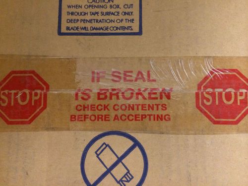 3&#034;x100m . 1 Case 24rl &#034;Stop If Seal Is Broken&#034; Pre-Printed Security Packing Tape