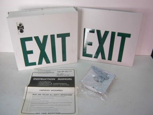 Lithonia Metal Emergency Exit Sign, Green Double Face Conversion XSW1G EL-C