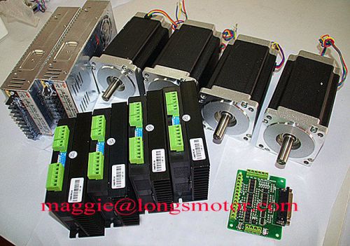 Us ship 4axis nema 23 stepper motor dual shaft 3.0a 425oz.in 4leads &amp; driver for sale