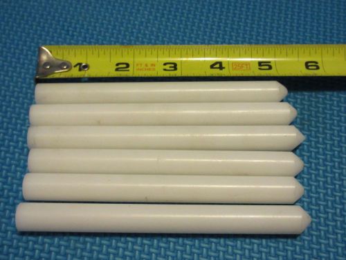 (6) pcs, white acetal - delrin round rod 1/2&#034; diameter  x 4.75&#034; long for sale