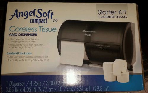 NIB Angel Soft Compact Coreless Toilet Tissue Starter Kit (4 rolls &amp; dispenser)