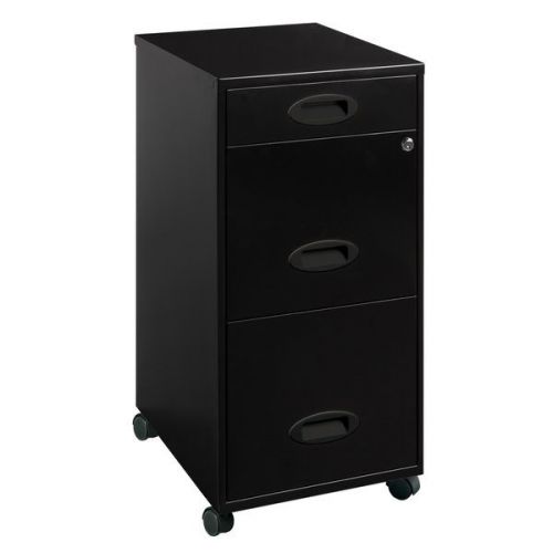 Office Designs Black 3 Drawer Locking Mobile File Cabinet Home Filing Storage