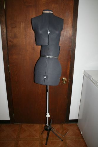 Full body adjustable dark gray seamstress mannequin w/stand for sale