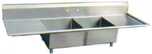 New 66&#034; Deep-Drawn Sink Two Compartment with Two  Drainboards
