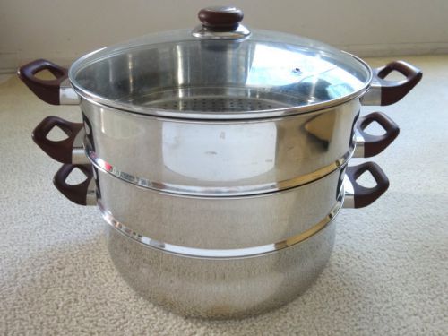 34cm Stainless Steel 2-level Big Pot Steamer Large/Small Hole Fast Heating,Good