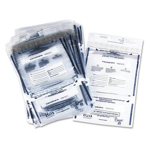 NEW PM COMPANY PMF-58008 Clear Dual Deposit Bags, Tamper Evident, Plastic, 11 x