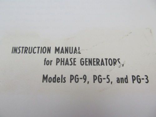 THETA PG-9/-5/-3 Phase Generators Instruction Manual w/ Schematics 46047