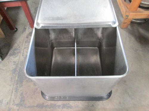 *USED* STAINLESS STEEL 200 LB. 2-COMPARTMENT INGREDIENT BIN MOBILE CONTAINER