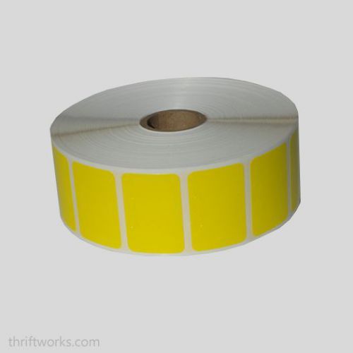 8 Rolls of 2,500 YELLOW Thermal Transfer Stickers 1.5&#034; x 1&#034; with 1&#034; Core
