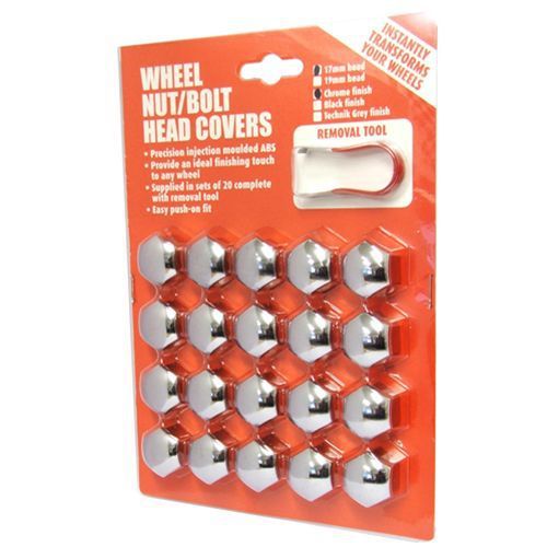 Chrome hard wearing plastic hex nut bolt cover 20 pieces puller 17mm for sale