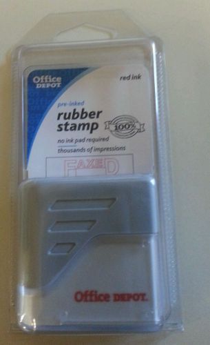 Office Depot Pre-inked Rubber Stamp  FAXED Red New Sealed Quick Drying