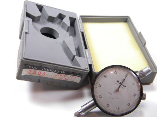 MITUTOYO DIAL INDICATOR 2506 .0005&#034; .125 0-50 WITH PLACTIC BOX, GREAT CONDITION