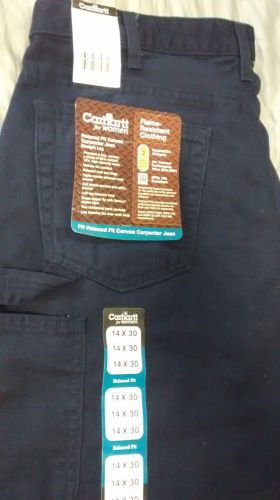 Womens Dark Blue Flame resistant Carhartt jeans. size w14xl30