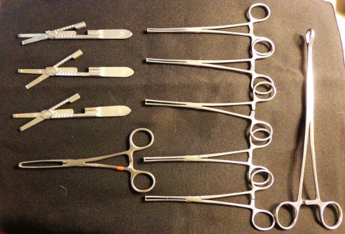 Surgical instument lot qty-10 pc. forceps &amp; scalpels for sale