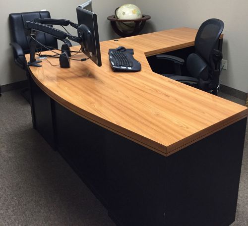 Executive office desk with built in drawers and file cabinets