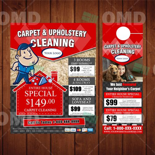 Carpet Cleaning Marketing Bundle - WE PRINT &amp; SHIP 2 YOU - Flyers &amp; Door Hangers