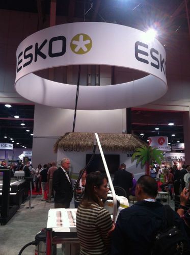 Skybox banner, 15ft round circle x 48“ trade show display with custom print  for sale