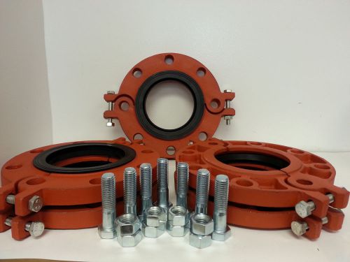 5- New 4&#034; Standard Grooved Flange Adapters with Bolts and Nuts