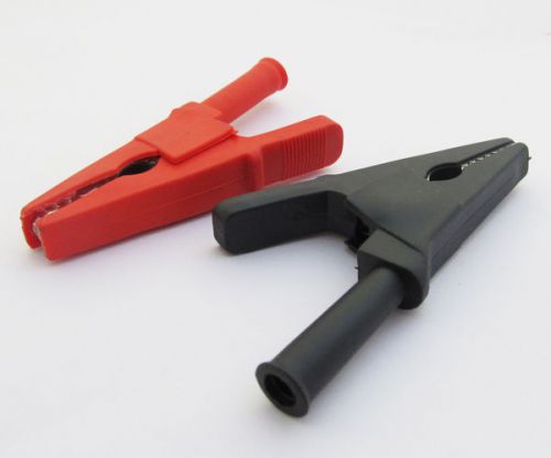 4pcs (2pairs) alligator clip to 4mm banana jack insulate clamp adapter red black for sale