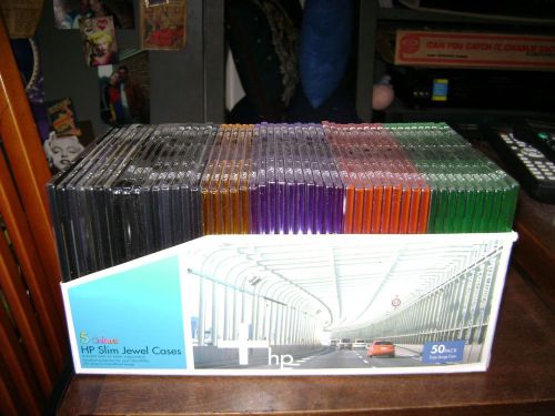 HP 50 Pack Slim Jewel Cases..DVD/CD Cases...5 Colors...UNUSED