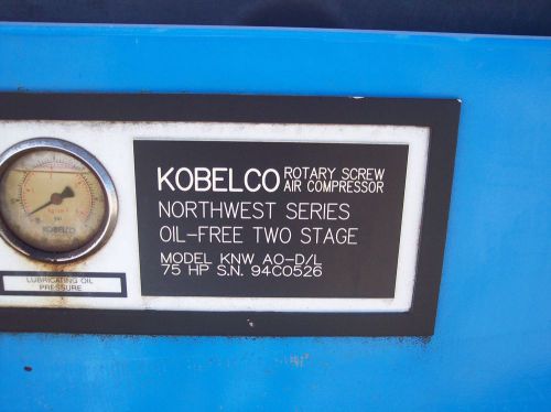 Air compressor Kobelco 75hp KNW AO-D/L serial #94C0526
