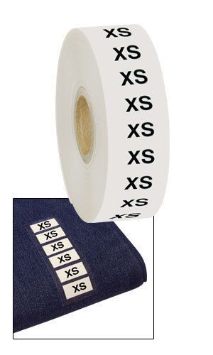 1&#034; x 2 3/4&#034; clothing size stickers -  500 adhesive strips - size &#034;xs&#034; for sale