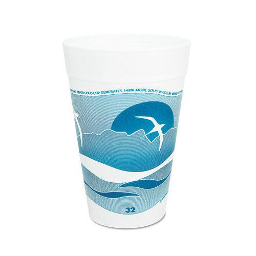 Dart® 32 oz printed horizon foam hot / cold cup 25 / bag in aqua / white for sale