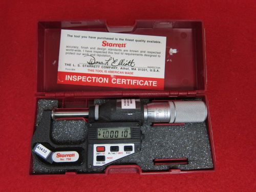 Starrett 756FL 1 Electronic  0-1&#034;  Disc Type Micrometer 64042 W/ Case