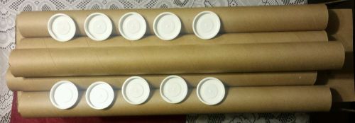 5 - 2&#034; x 24&#034; cardboard mailing shipping poster tubes w/ end caps for sale
