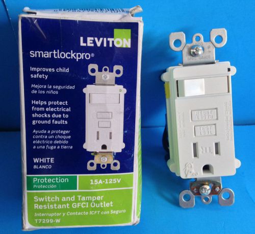 Leviton Smartlockpro Switch and Tamper Resistant GFCI White Outlet T7299-W