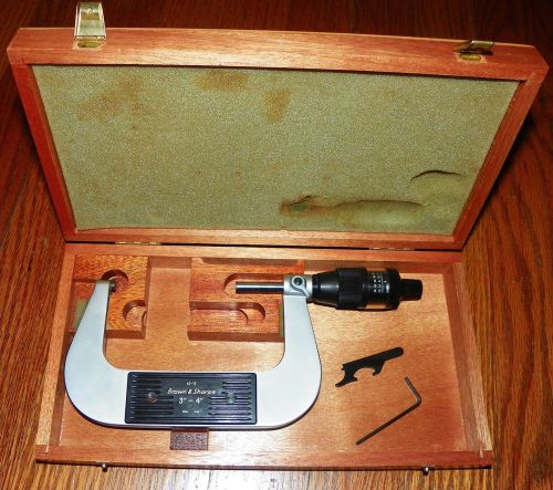 Brown &amp; sharpe 3&#034;-4&#034; digit-mike no. 599 40-10 micrometer carbide faces swiss for sale