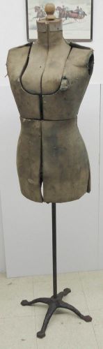Vtg STEAMPUNK INDUSTRIAL CAST Iron Mannequin Antique Buor&#039;s TEXTILIER Dress Form