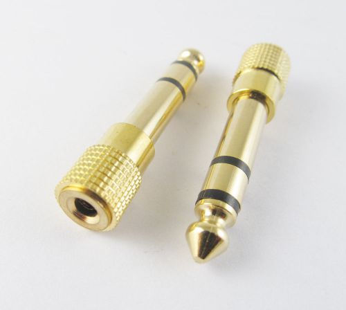 Gold 6.3mm 1/4&#034; Male Stereo To 3.5mm 1/8&#034; Female Audio Adapter Converter
