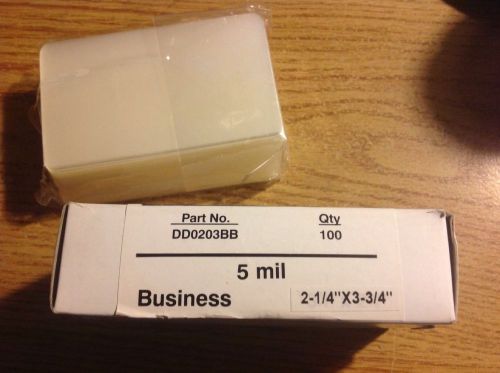 100 5MIL BUSINESS CARD SIZE LAMINATING POUCHES 3 3/4&#034; X 2 1/4&#034; By Bindrite