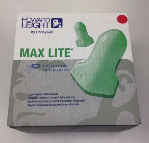 Howard Leight Max Lite LPF-30 100-Pair Corded Ear Plugs (NEW) (5B3)