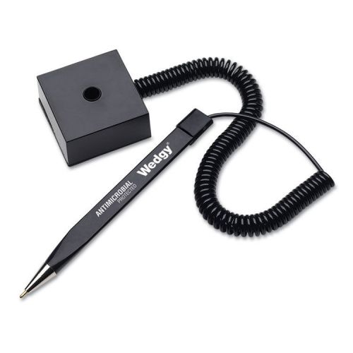 Wedgy coil ballpoint counter pen with square base, blue ink, medium for sale