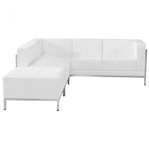 Imagination series white leather sectional configuration, 3 pieces for sale