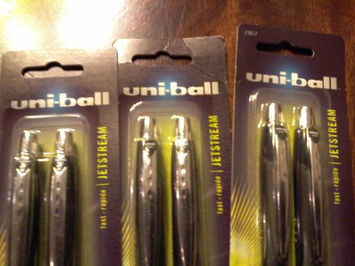 6 each Uni-Ball Jetstream RT RollerBall Pen 1.0mm Black Ink 73837