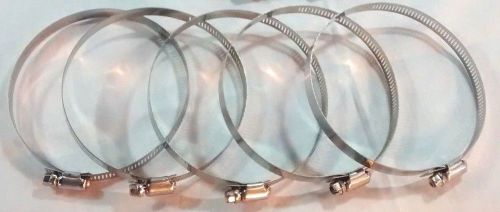 Lot of 5 Stainless Steel Auto or Boat Hose Clamps  Adjusts 3 - 5 in  76 - 127 mm