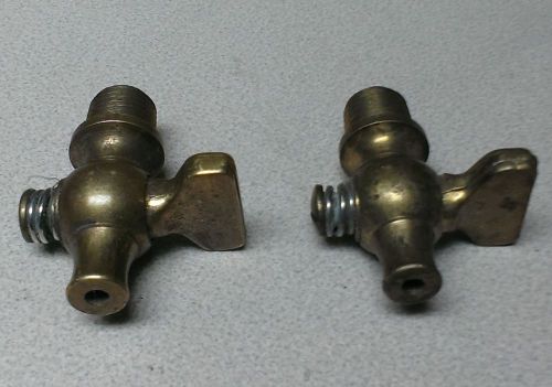 2 Vintage Brass valve Petcock Hitmiss Steam punk Industrial age oiler Flathead