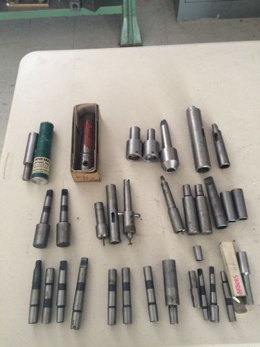 Nice lot of (33) morse &amp; jacobs taper drill &amp; chuck sleeves, arbors for sale