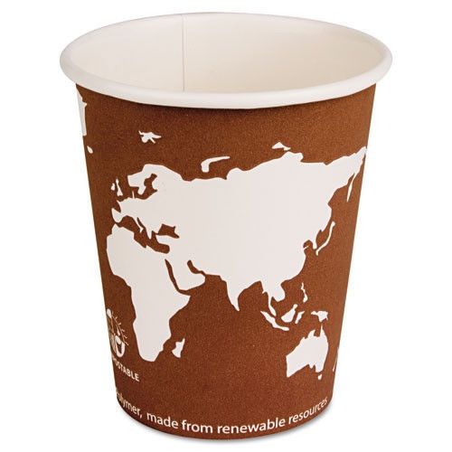 World Art Renewable Resource Compostable Hot Drink Cups, 10 Oz, 1000/Carton
