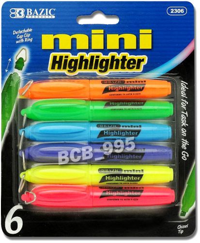 6ct COLOR Mini Highlighters w/ Detachable Key Ring Clamp! Idea 4 Task on the Go