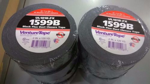 8 rolls venture tape 1599b 2”x 120’ black flex duct closure tape ul181b-fx hvac for sale