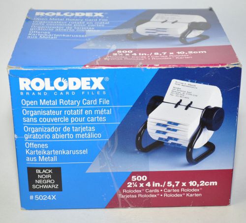 BNIB Rolodex Metal Open Rotary Card File 2 1/4&#034; x 4&#034; Black 500 Card Capacity