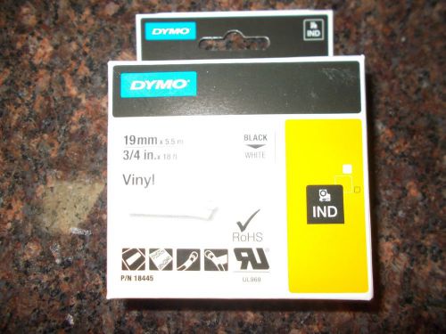 DYMO Rhino 3/4&#034; White Vinyl Labels w/ Black  pt#  18445